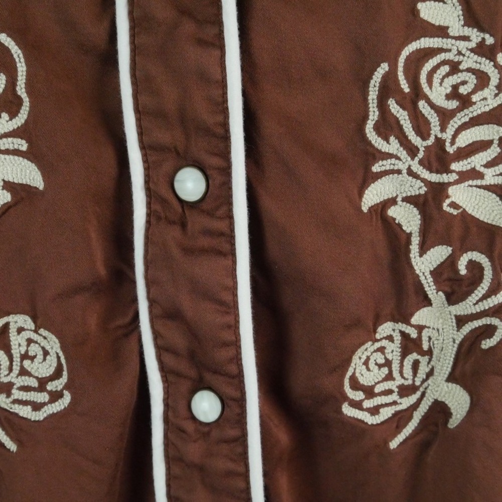 Sendero Provisions Dakota Pearl Snap Shirt Brown Western Floral Embroidered XL - Picture 5 of 10